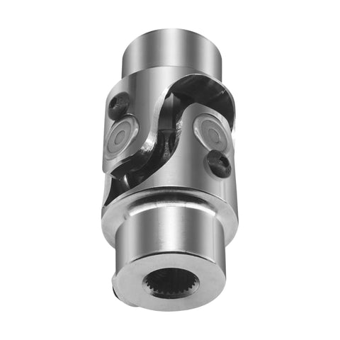 9/16 Inch 26 Spline To 3/4 Inch Double D Chrome Steering Universal Joint Shaft, 83mm Length, 4000 RPM Rating, 35 Degree Working Angle, Heavy Duty Universal Joint For Grinding Machines, Automotive Parts, Levelers, And Automated Parking Lifts.