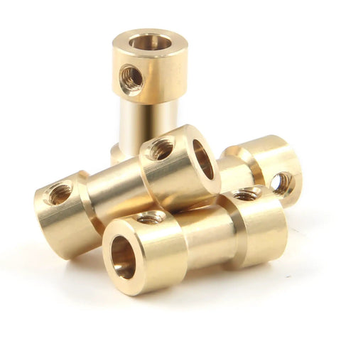 Flexible Shaft Coupler 2mm to 3mm 4 Pack Brass Motor Couplers With Screws And Allen Keys Built To Last High Hardness Shaft Adapters For DIY Projects And Stepper Or Servo Motors, brass couplers stacked