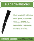 Replacement John Deere UC22008 Lawn Mower Blades 42 Inch Deck For X330 X350 X354 X370 Z335E Z335M Z345M Z345R dimensions