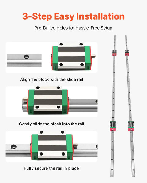 Pro Grade Linear Guide Rail Kit 2x HSR15 1500mm Rails With 4 Pillow Block Bearings installation steps