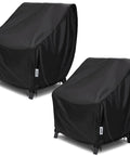 Waterproof Patio Chair Covers Two Pack All Weather Outdoor Furniture Protection With UV Resistance Windproof Straps And Air Vents Fits Chairs Up To Thirty Five Inches Wide Thirty Eight Inches Deep And Thirty One Inches High Black