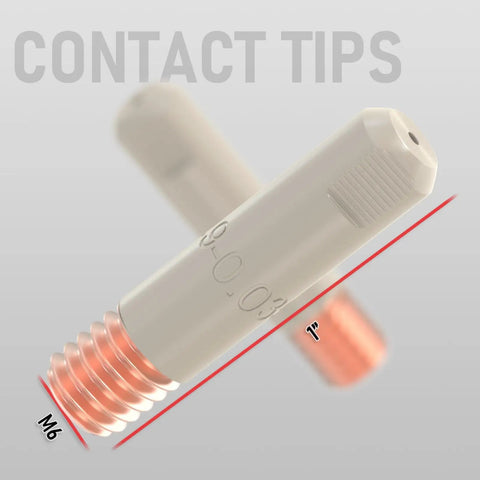 Close-up of contact tip from Lincoln Magnum 100L Compatible MIG Welding Gun Accessories Kit 24 Piece Set Nonstick Coating 20 0.035 Tips