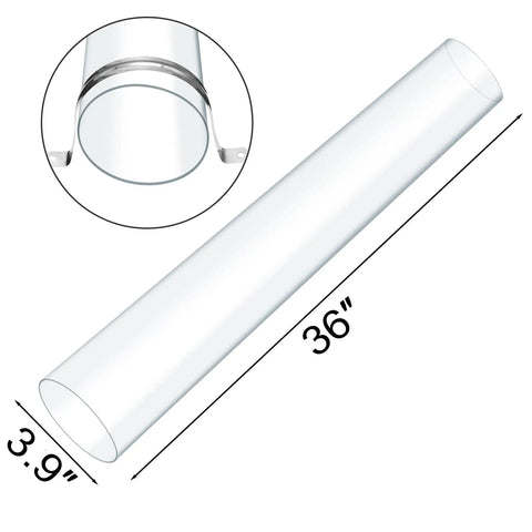 Clear Polycarbonate Dust Collection Pipe 4 Inch By 36 Inch With Stainless Steel Hangers 4 Pack Rigid Tubing for woodworking tools.