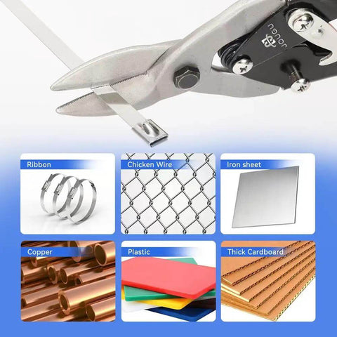 Heavy Duty Aviation Tin Snips For Sheet Metal, 10 Inch Straight Cut Shears cutting metal; cuts ribbon, wire, sheets, copper