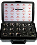 Pro Grade Fifteen Piece U Connector Crimp Die Set Built For Heavy Aluminum Wiring Jobs Covering Number Six To Seven Fifty Kcmil with BURNDY case.
