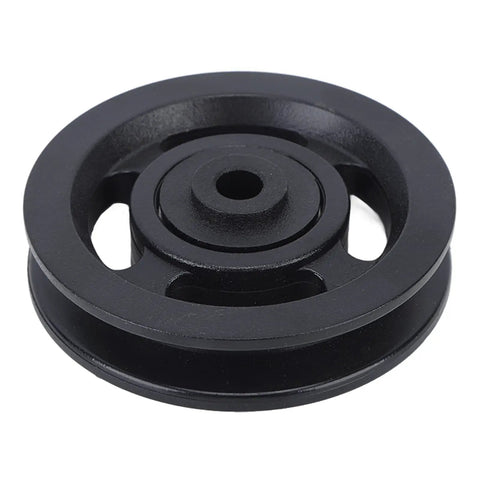 Heavy Duty Smooth Action Nylon Bearing Pulley Wheels 10 Pack With 90Mm Diameter And 10Mm Center Bore close-up of black nylon pulley sheave