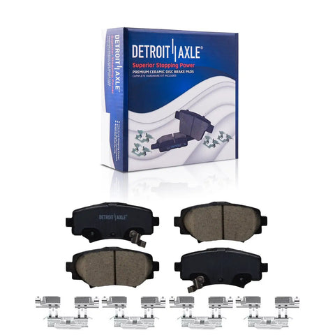 Brake Kit For 2014 2015 2016 Mazda 3 Sport With 11.02 Inch Front Rotors And 10.43 Inch Rear Rotors And Ceramic Brake Pads Replacement For Japan Built 2.0L Models, shown with ceramic pads and branded packaging.
