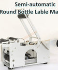 No Sweat Semi Automatic Round Bottle Labeling Machine built tough, silver design for labeling cylindrical containers efficiently.
