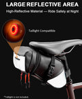 Expandable Bike Seat Bag Under Seat Waterproof Saddle Bag For Mountain Road And Commuter Bikes 1.5L To 2L with reflective area.