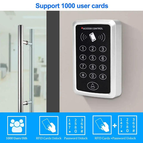 Access Control System Kit With Keypad Beefy 180 Kg Magnetic Lock 1000 User Capacity Smart Door Opener Stainless Steel Exit Button