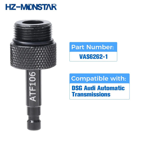 ATF Fill Adapter For Audi DSG Transmissions, Transmission Fluid Filler Connector With M24 X 1.5 Thread, VAS6262-1 Replacement, Oil Pan Filler Tool Accessory For Quick, Leak Free Transmission Service, black aluminum adapter