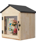 Outdoor Wooden Little Library Box For DIY Book Exchange In Neighborhoods And Schools Sturdy Pine Wood Literature Box