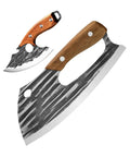 Heavy Duty Kitchen Meat Cleaver Set With Carbon Steel Blade And Leather Sheath Stainless Steel Butcher Knife For Outdoor Camping BBQ