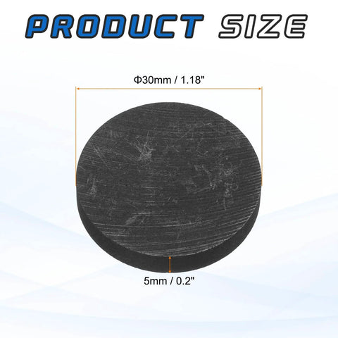Round Graphite Block Disk Ingot Pro Grade High Purity Graphite Plate 30x5mm, shown close-up with dimensions.