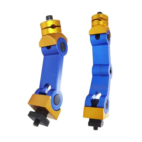 Heavy Duty Cnc Mill Workpiece Positioner Featuring Universal Adjustments And Built Like A Tank Rigidity for precise machining, blue and gold design.