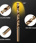 Cobalt Drill Bit Set M35 HSS 13 Piece One Sixteenth Inch To One Quarter Inch Twist Bits for Stainless Steel and Wood