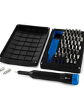 Mahi Driver Kit All In One One Quarter Inch Aluminum Bit Driver With Swivel Top Knurled Grip Forty Eight Steel Bits in open case