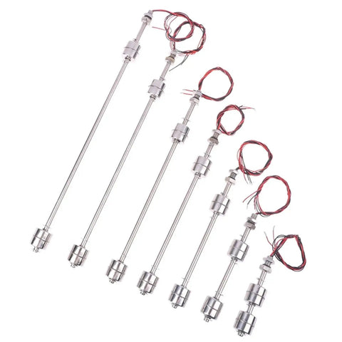 Double Ball Float Switch Water Level Sensor For Pools And Tanks With 100 150 200 250 300 350 400mm Options Dual Ball Float Mechanism Easy Install Liquid Level Monitoring Controller For Reliable No Fuss Water Management, stainless steel rods and red wires