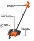 2 In 1 Electric Lawn Edger And Trencher With 12 Amp Corded Power, 7.5 Inch Cutting Width, features labeled components.