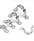Set of 30 stainless steel conduit clamps for 3/4 in pipes with two-hole flanged U brackets