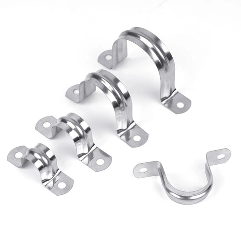 Set of 30 stainless steel conduit clamps for 3/4 in pipes with two-hole flanged U brackets