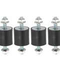 M6 Rubber Isolator Mounts 25x20mm 56mm Tall With Lock Nuts, 4 Pack anti vibration dampers shown front view