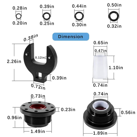 Dimensions of parts for Hydraulic Steering Cylinder Seal Kit With Pin Wrench For Seastar Front Mount Marine Steering Systems