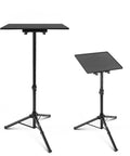 Universal Laptop Projector Tripod Stand Foldable Design Heavy Duty Workhorse Mount with adjustable heights shown in black metal.