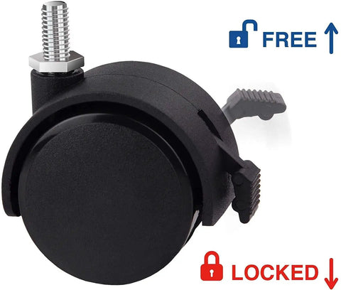 Premium Black 2 Inch Swivel Furniture Casters With Dual Brake 4 Pack Nylon Floor Savers For Standing Desk Office Chair Hassle Free Swap Smooth Rolling Silent Glide Upgraded