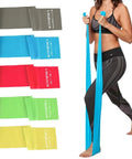 Color Coded Resistance Bands For Intense Workouts Physical Therapy Gym Strength Training Muscle Recovery Built For Pilates Yoga Beginners With Five Progressive Tension Levels To Crush Every Legit Fitness Goal, featuring diverse tension levels in a workout setting.