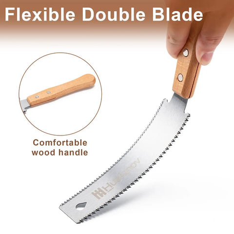 6 Inch Pull Saw With Double Edged Blades, 17 TPI For Hard Wood And 11 TPI For Fine Crosscuts, Ultra Flexible Pulse Teeth For Smooth Rips, Handy Hand Saw For Woodworking Projects And DIY, wooden handle