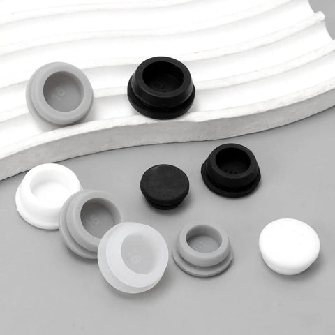 Awesome 120 Piece Silicone Plug Assortment Kit With Nine Sizes For Cars And Furniture. grey snap-in hole plugs