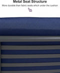 Outdoor Patio Porch Swing With Stand For Three Cushions And Pillow Included Navy Blue All Weather Steel Frame detail