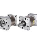 50 To 1 Planetary Gearbox For Nema 23 Stepper Motors With Low Backlash 20 Arcmin 8mm Input Shaft 31mm Length 60 To 90mm Body Planetary Reducer For 57 Step Motors Built To Last For CNC Machines 3D Printers And Lathes, showing two metal gearbox units side by side.