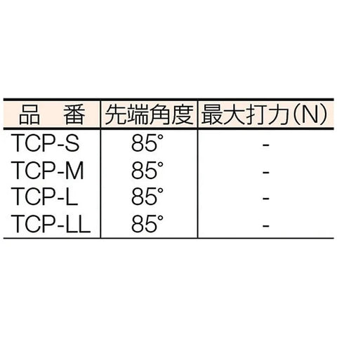 Pro Grade Center Punch With Carbide Tip M Type 85 Degree Point 3.9 Inch Length 0.4 Inch Diameter, A Workhorse For Precision Marking In Metalworking, DIY Projects, And Craftwork. product chart showing TCP-M 85° tip