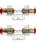 Heavy Duty Drip Proof Inline Fuse Holder With Two 60A Agu Fuses For 4 To 10 Awg Car Audio Wiring with clear casing