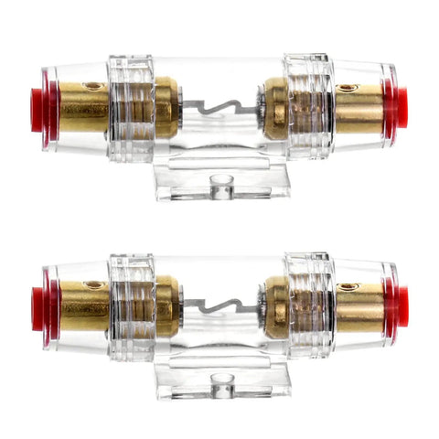Heavy Duty Drip Proof Inline Fuse Holder With Two 60A Agu Fuses For 4 To 10 Awg Car Audio Wiring with clear casing