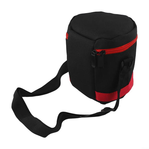 Black and red rugged heavy duty telescope equipment storage bag with protective padding and oxford cloth, tear-resistant travel case.