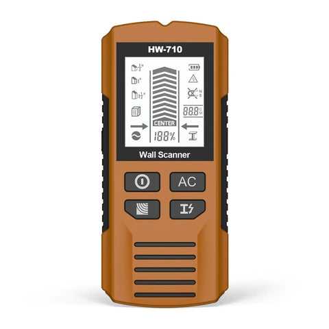 Brilluxa Stud Finder, Wall Scanner Digital Detector with LCD Display for Wood Studs, Metal Pipes and Live AC Wires Behind Drywall (Yellow), front view