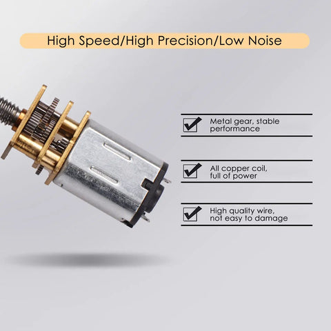 Beefy Torque Low Noise Micro Gear Motor With M4x100mm Threaded Output Shaft For DIY Robot Cars And Mechanical Arms Prime Precision Motor For Robotics Projects And Automation, metal gears