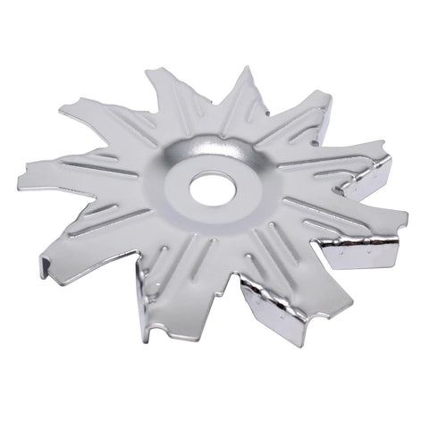 Polished chrome alternator fan for Beef Up Your 1957-1985 Chevy Small Block V8 With This Polished Chrome Alternator Fan And Pulley Kit Single Groove Design