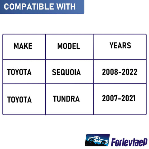Compatibility chart for Toyota Sequoia 2008-2022 and Toyota Tundra 2007-2021. 2 Pack Front Wheel Hub Bearing Assembly For Toyota Sequoia 2008 To 2021 And Toyota Tundra 2007 To 2021 4WD Front Left Or Front Right OE Replacement With Beefy Sealed Bearings And Easy Install