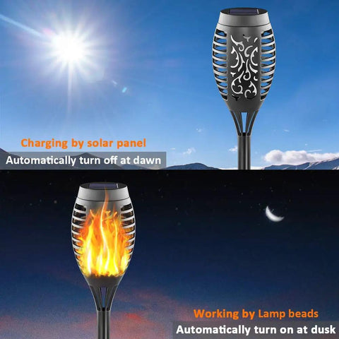 16 Pack Mini Solar Torch Lights With 12 LED Flickering Flame Outdoor Torches For Garden Pathway Patio Waterproof Landscape Lighting Dusk To Dawn Auto On Off