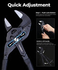 7-Inch Adjustable Pliers Wrench With Pouch CR-V Steel Drop Forged Construction Black Finish Smooth Parallel Jaw Pliers