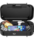 Portable Safe Box With 4 Digit Resettable Combination Lock For Travel On The Go Anti Theft Small Safe With Removable Chain Personal Cash Box