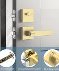 Keyed Entry Lever And Single Cylinder Deadbolt Door Handle Set In Satin Brass Finish For Exterior Door Keyed Alike Lockset Built To Last