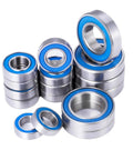 Flange Bearing Kit For 1/6 Scale RC Crawler SCX6 Wheel Hub And Axle Sealed Bearings, 16 Pieces, 15x24x5mm, 8x16x5mm sizes displayed