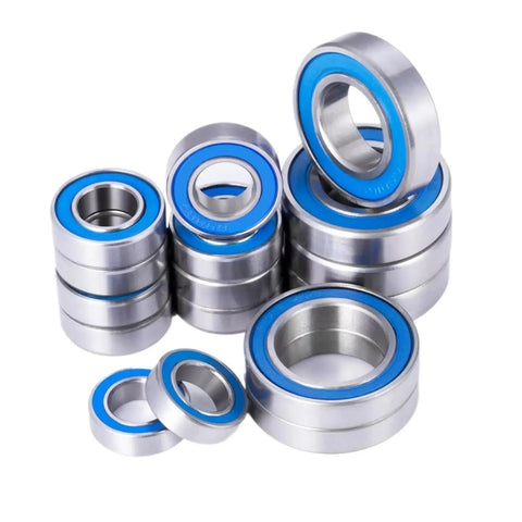 Flange Bearing Kit For 1/6 Scale RC Crawler SCX6 Wheel Hub And Axle Sealed Bearings, 16 Pieces, 15x24x5mm, 8x16x5mm sizes displayed