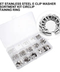 Stainless Steel Retainer Ring Set 1.5 To 15mm Must Have Clip Ring Assortment Kit For Fasteners Circlip Washers Durable Metal Retaining Clips Easy Install Versatile For Automotive And Home DIY Projects, assorted circlip rings in storage case