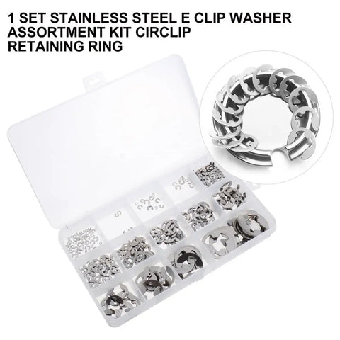 Stainless Steel Retainer Ring Set 1.5 To 15mm Must Have Clip Ring Assortment Kit For Fasteners Circlip Washers Durable Metal Retaining Clips Easy Install Versatile For Automotive And Home DIY Projects, assorted circlip rings in storage case